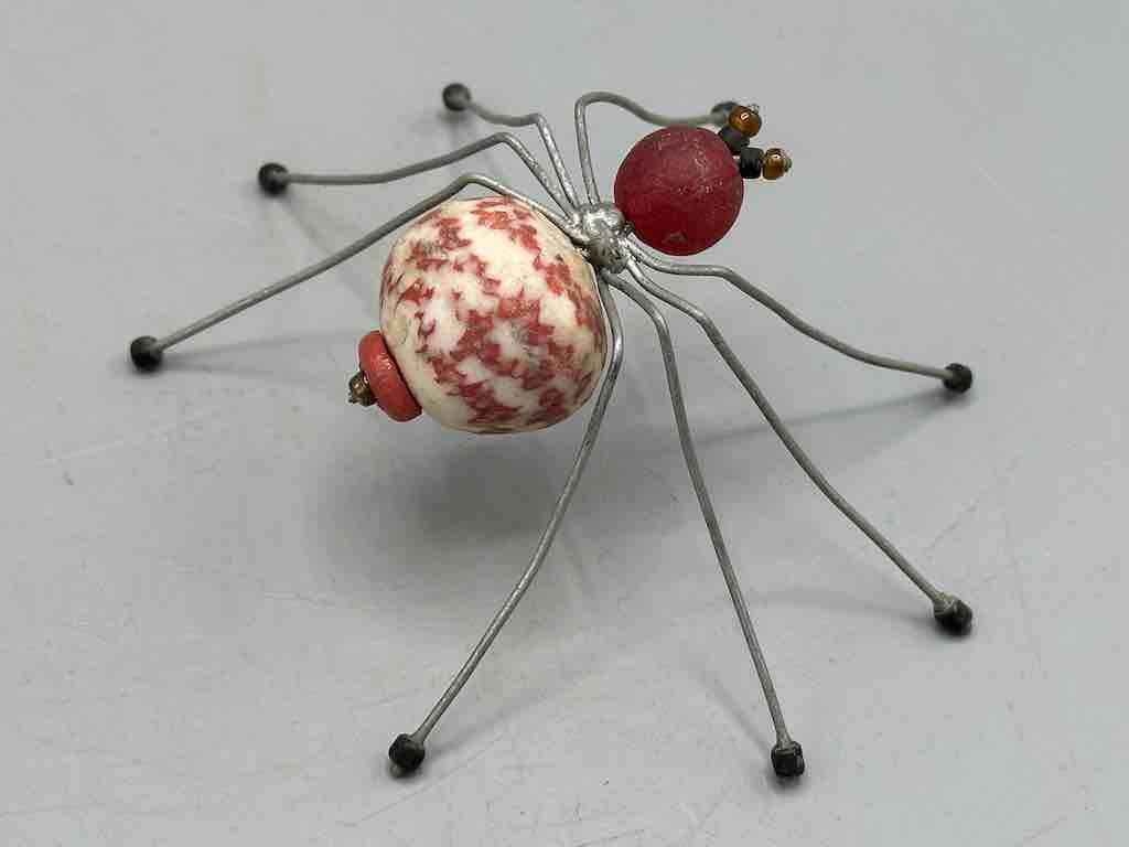 African Powderglass Bead Wire Decor Spider Insect Sculpture