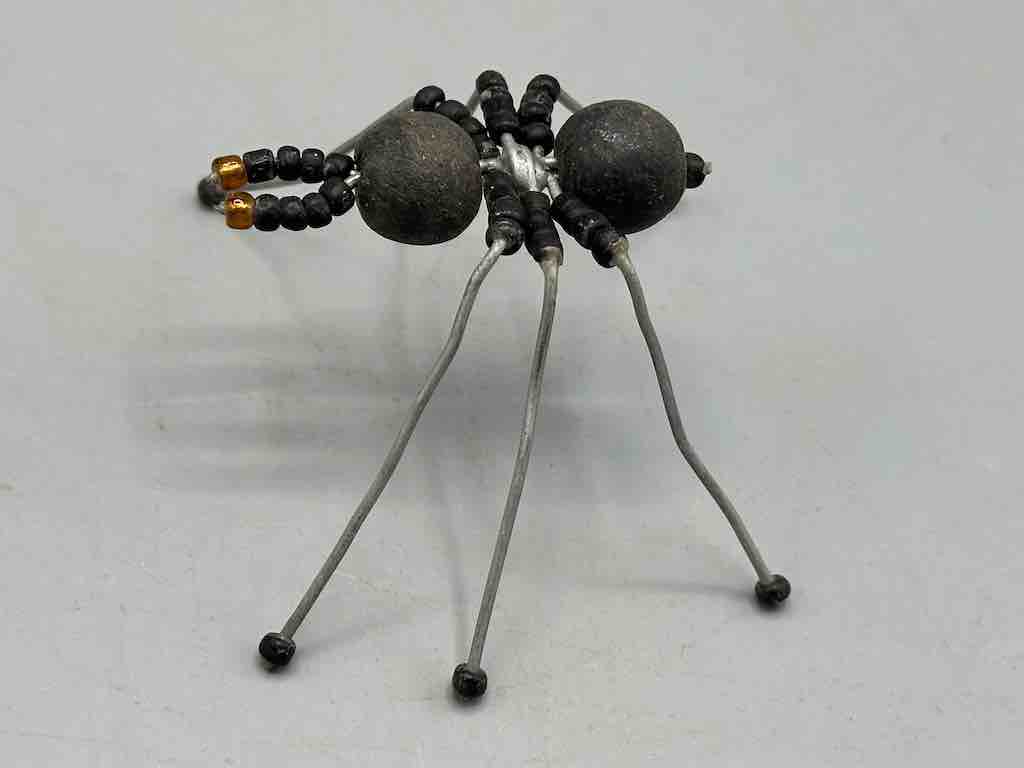 African Double Powderglass Bead Wire Decor 6-Leg Spider Insect Sculpture