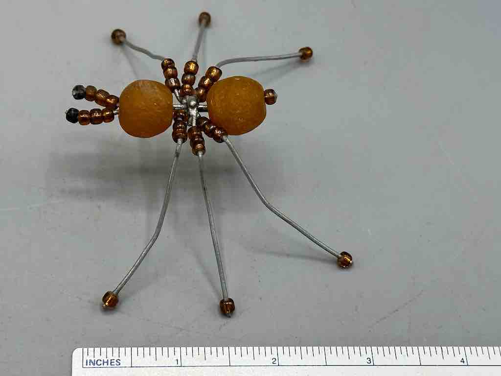 African Double Powderglass Bead Wire Decor 6-Leg Spider Insect Sculpture