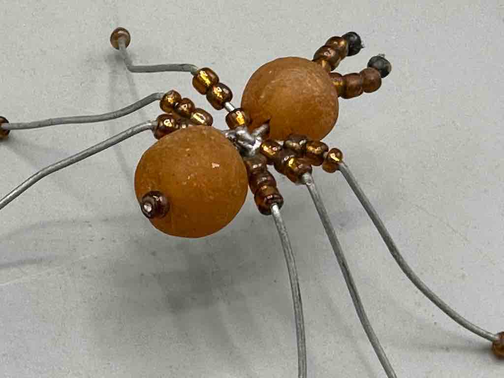 African Double Powderglass Bead Wire Decor 6-Leg Spider Insect Sculpture