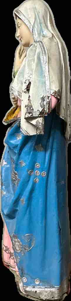 Very Large Antique Vietnamese Catholic Saint Figure Virgin Immaculate Heart of Mary