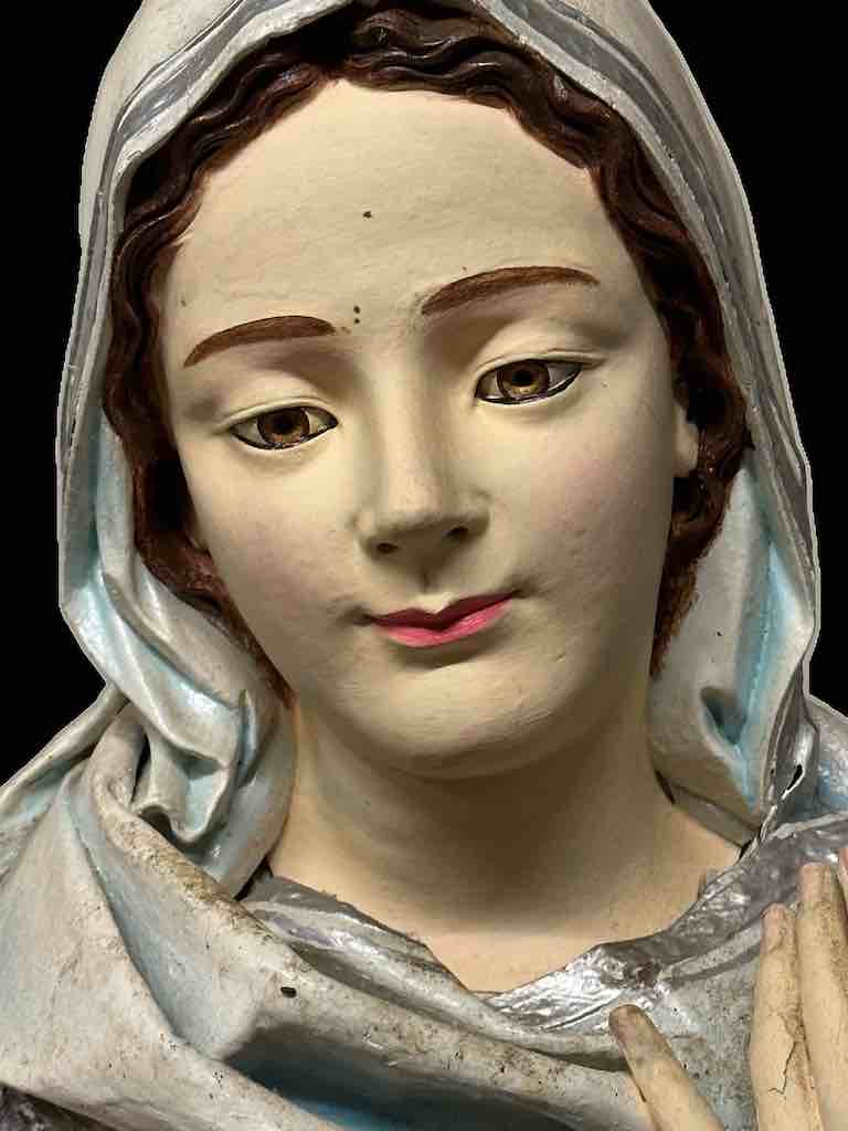 Very Large Antique Vietnamese Catholic Saint Figure Virgin Immaculate Heart of Mary
