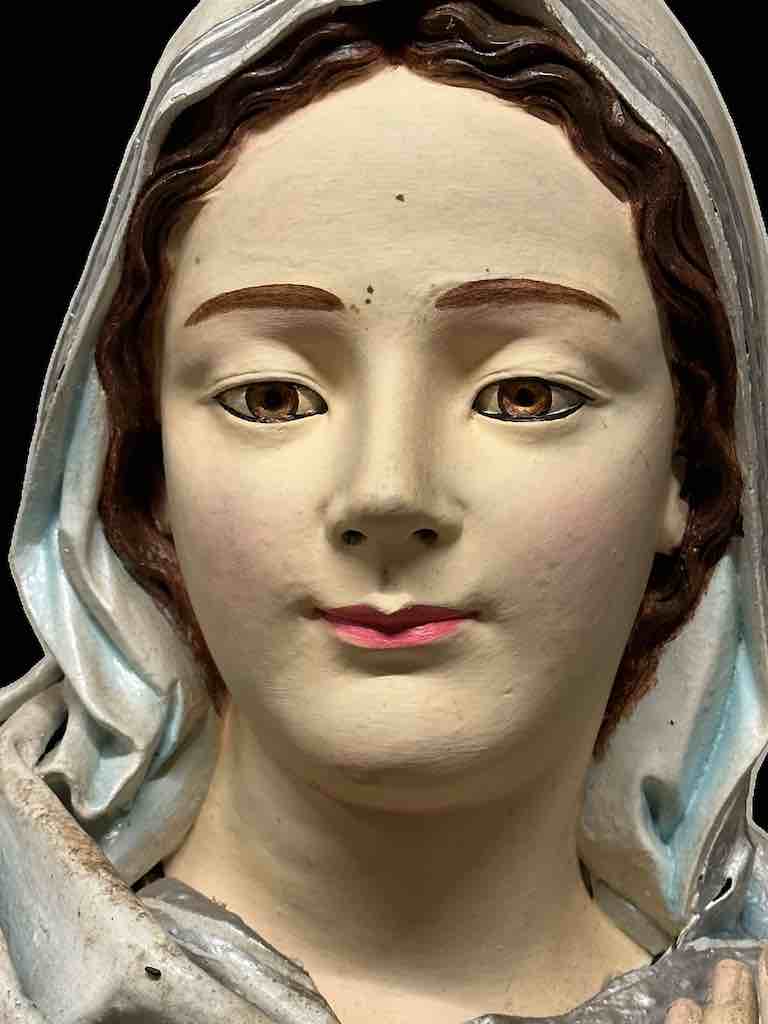 Very Large Antique Vietnamese Catholic Saint Figure Virgin Immaculate Heart of Mary