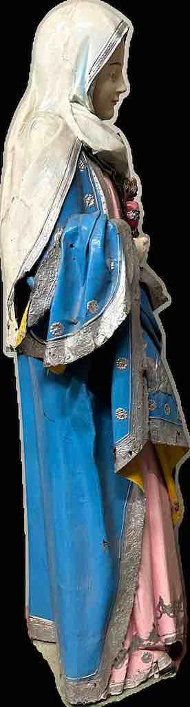 Very Large Antique Vietnamese Catholic Saint Figure Virgin Immaculate Heart of Mary