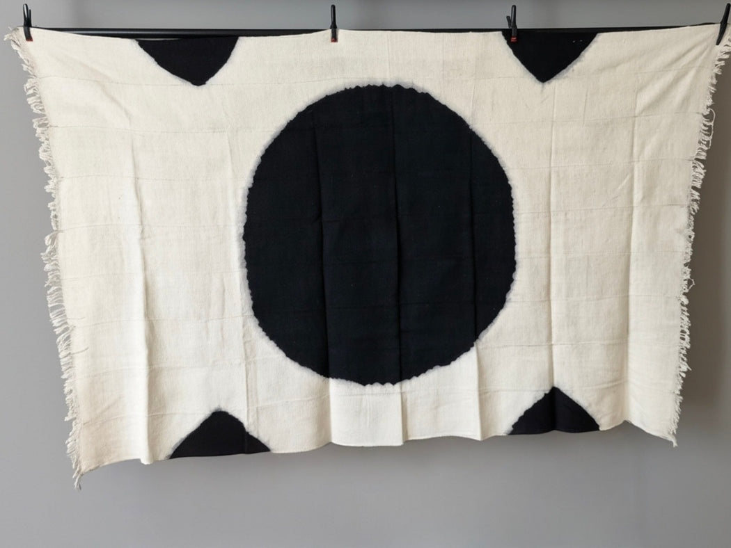 Tiv Nigerian Indigo Cotton Cloth with Resist-Dyed Motif, 68 x 41"