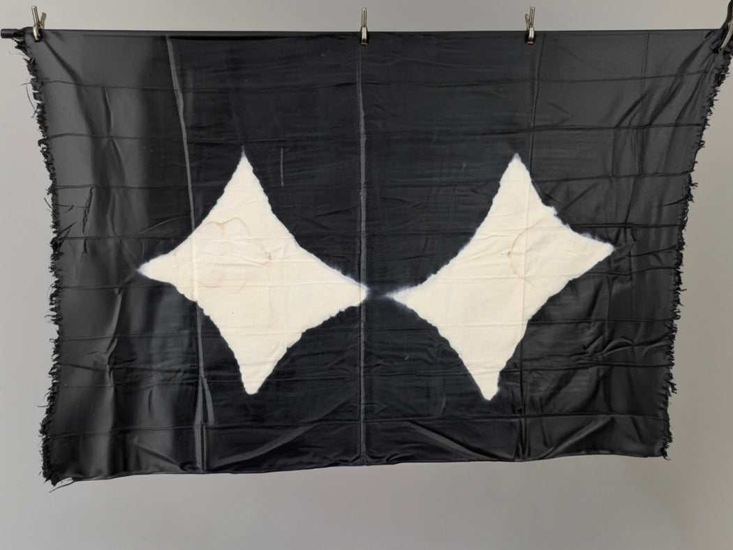 Tiv Indigo-Dyed Cotton Cloth with Opposed Diamond Motif - Nigeria, 68 x 47"