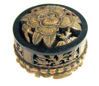 Round Rose Design - Soapstone Trinket Decor Box