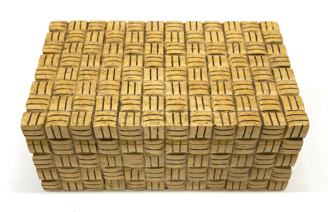Basket Weave - Niger Bend Soapstone Trinket Decor Box - Niger Bend
