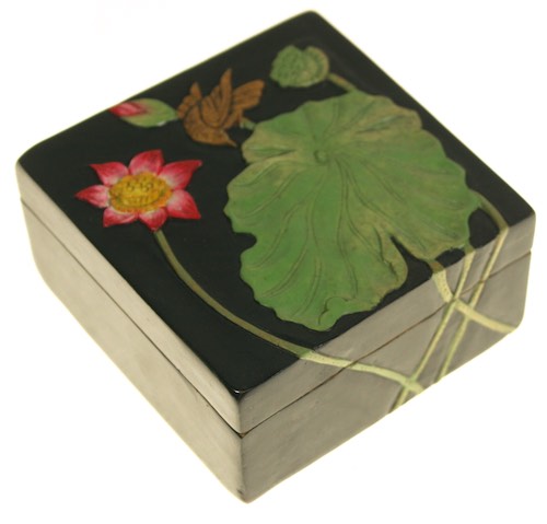 Lotus & Bird - Square Soapstone Trinket Decor Box