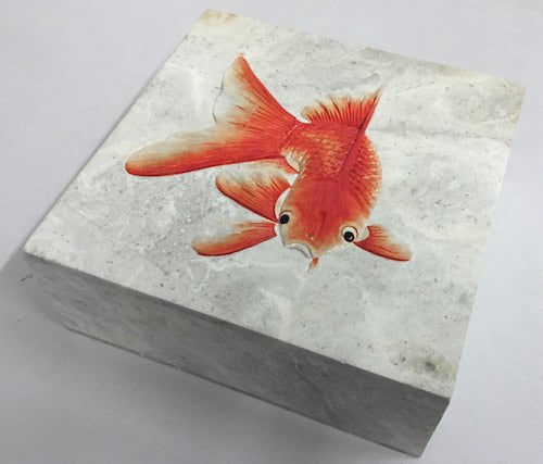 Single Koi Design - Square Soapstone Trinket Decor Box - 9 Versions