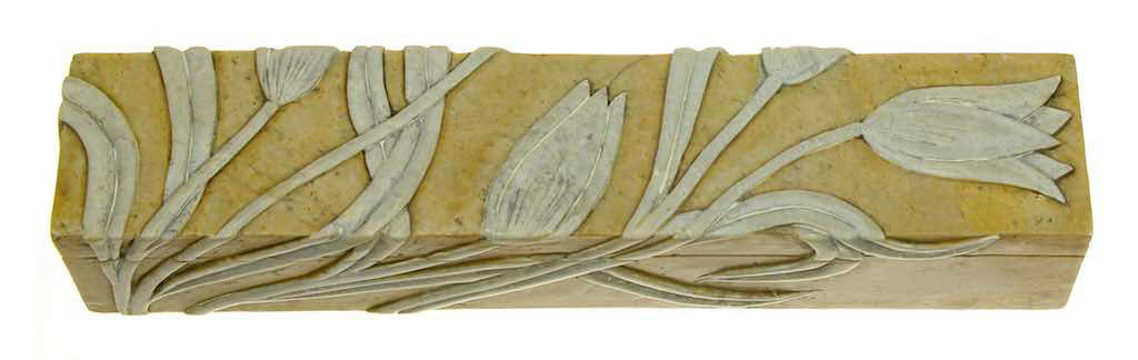 Tulip Flower - Soapstone Trinket Decor Box - Niger Bend