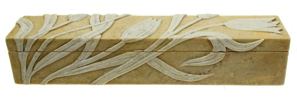 Tulip Flower - Soapstone Trinket Decor Box - Niger Bend