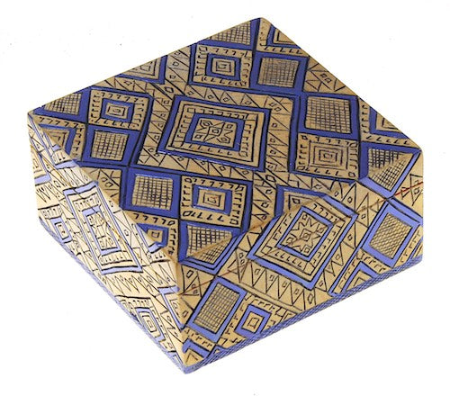 Indigo Textile Design - Square Soapstone Trinket Decor Box