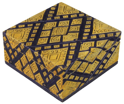 Textile Design - Square Soapstone Trinket Decor Box - 2 shades