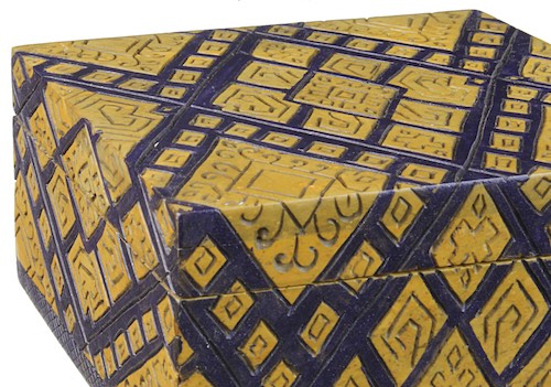 Textile Design - Square Soapstone Trinket Decor Box - 2 shades