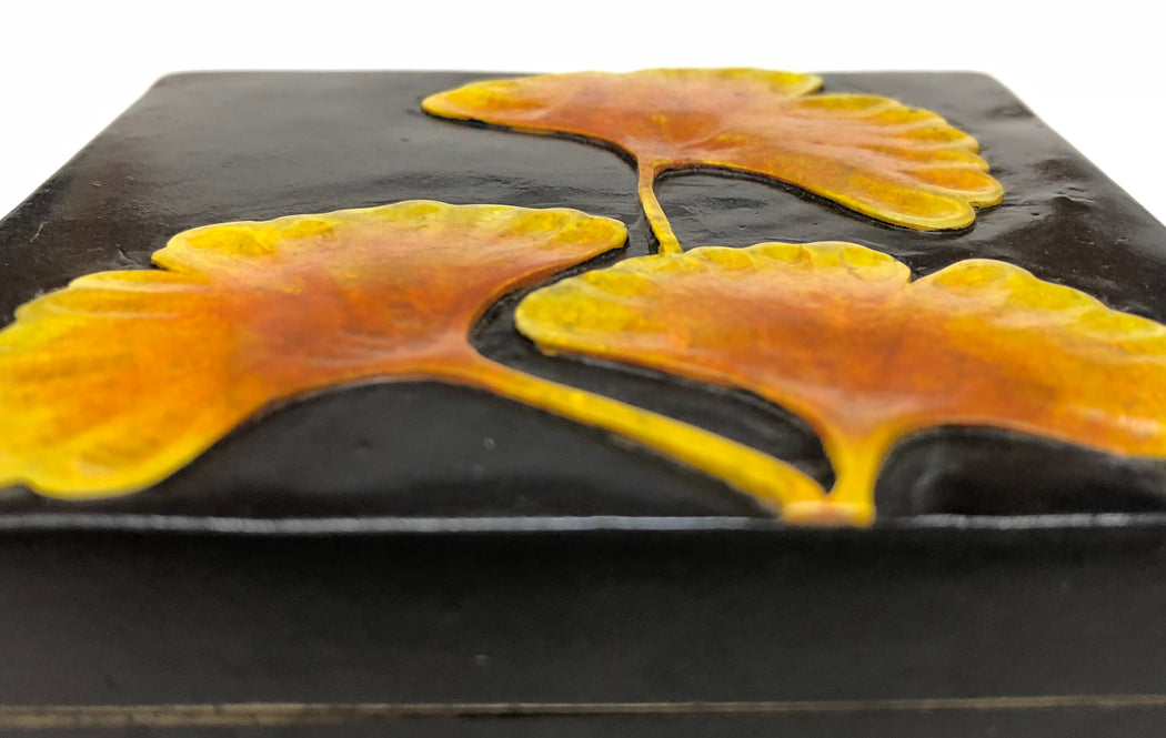 Ginkgo Leaves – Soapstone Trinket Decor Box - Niger Bend