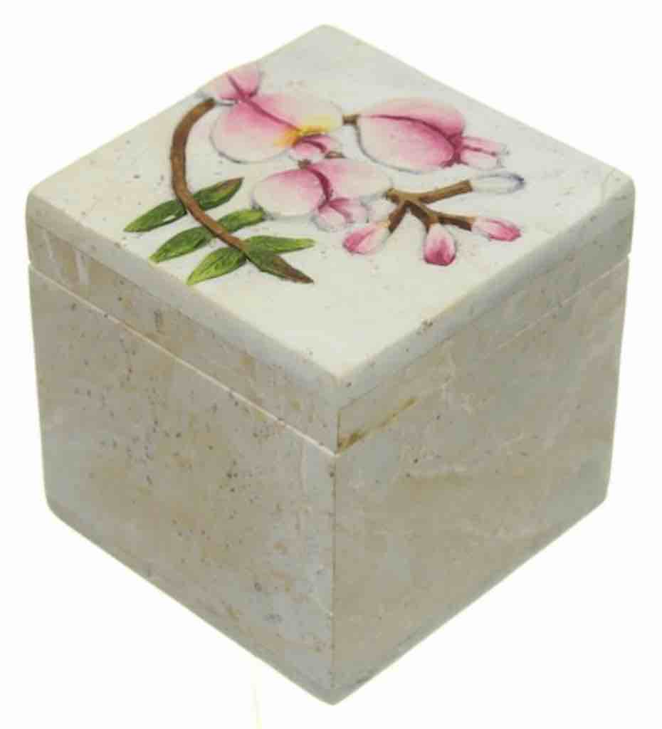 Orchid Design - Soapstone Trinket Decor Box - 2 Sizes