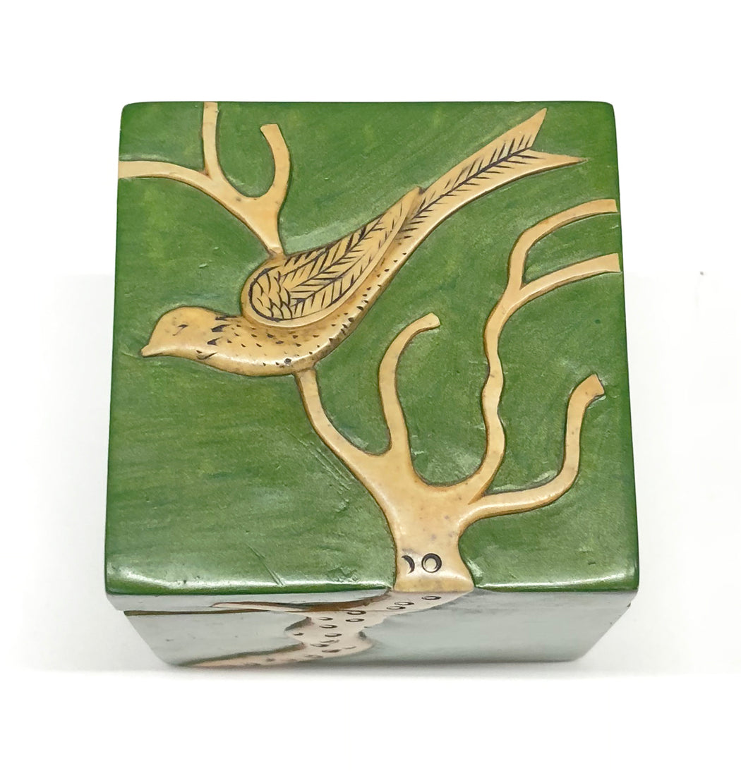 Bird in Tree - Niger Bend Soapstone Trinket Decor Box - Niger Bend