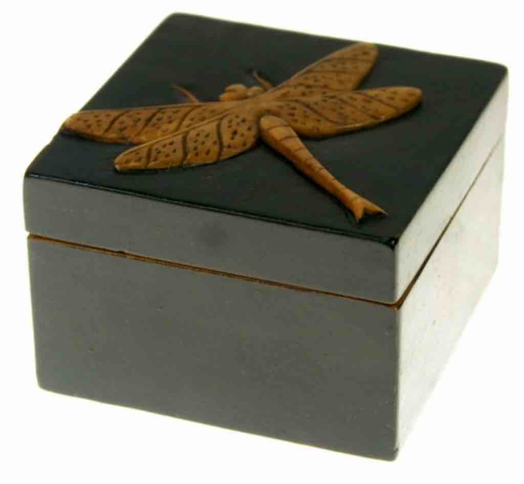 Dragonfly Design - Small Square Soapstone Trinket Decor Box