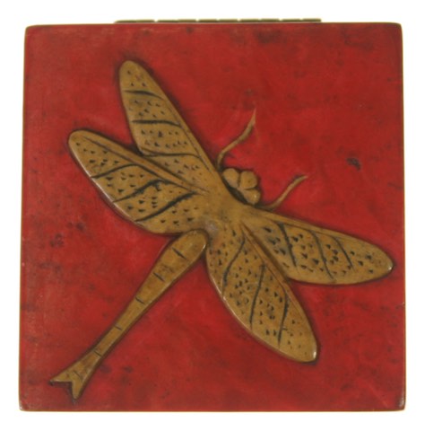 Dragonfly Design - Small Square Soapstone Trinket Decor Box