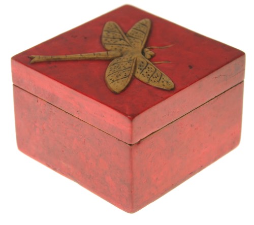 Dragonfly Design - Small Square Soapstone Trinket Decor Box