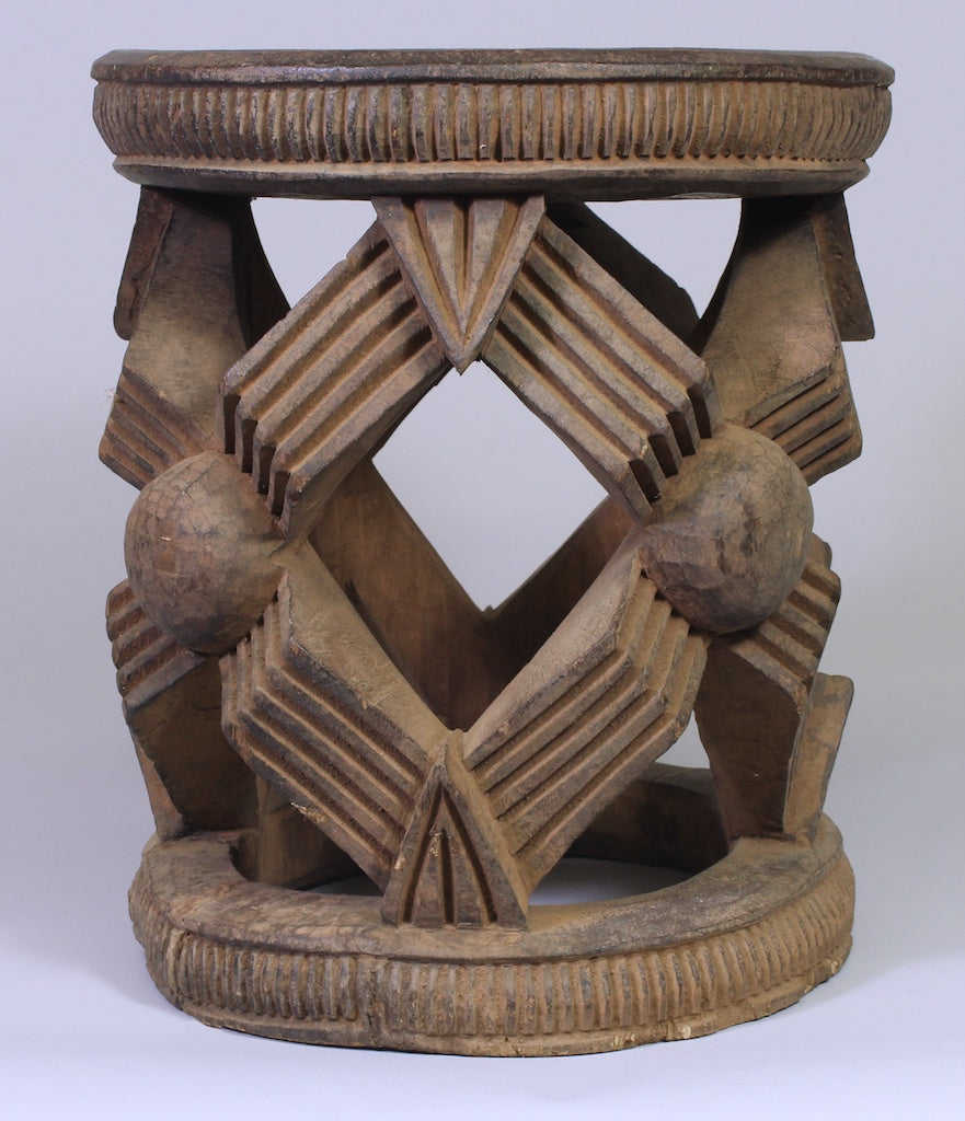 Medium Sized Bamileke Round Spider Web Stool