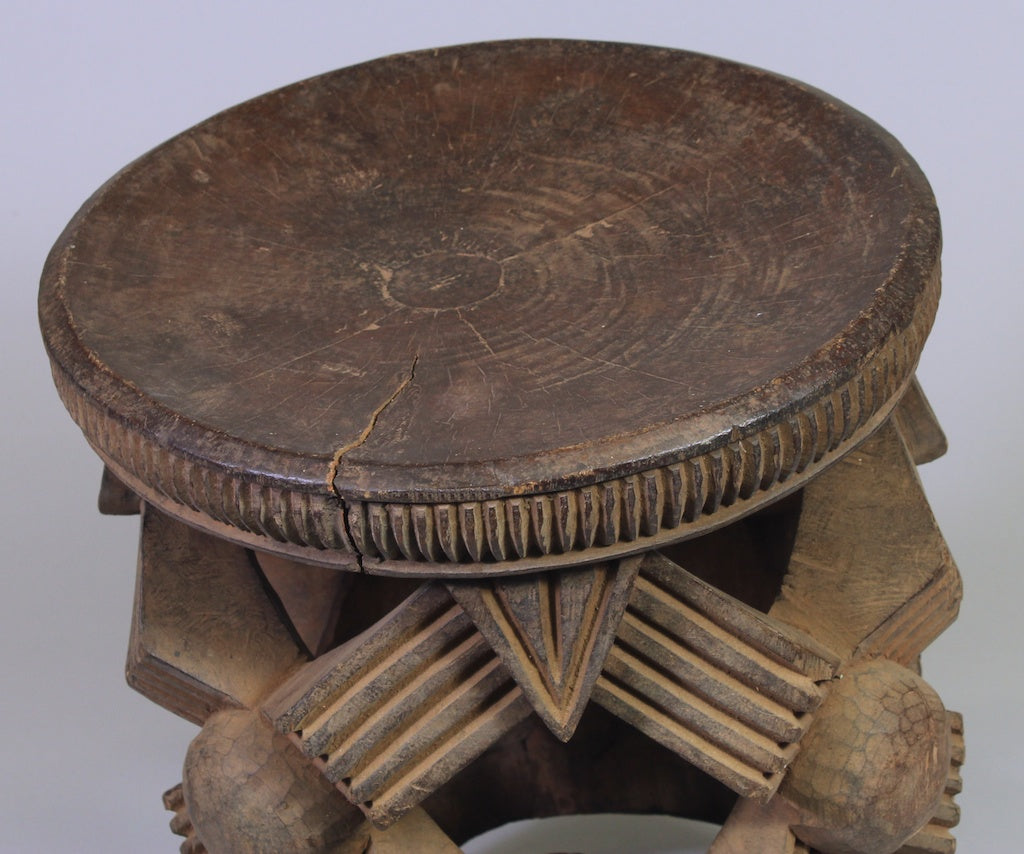 Medium Sized Bamileke Round Spider Web Stool