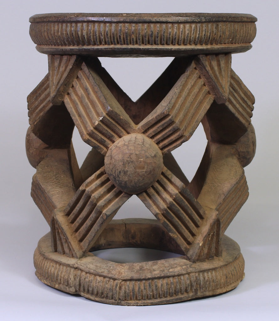 Medium Sized Bamileke Round Spider Web Stool