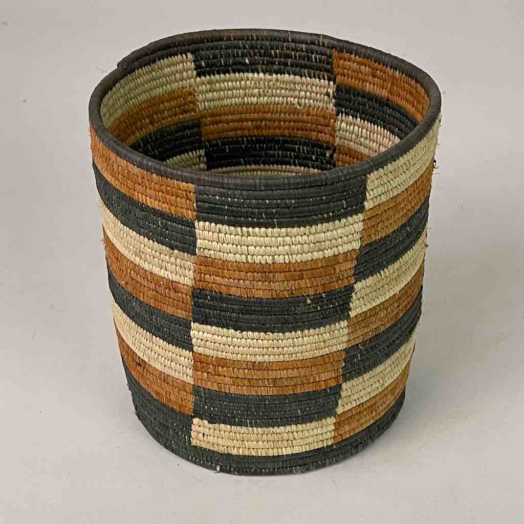 5x5” checkerboard cylinder tightest weave Batwa basket