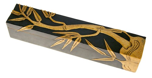 Bamboo Design Long Soapstone Trinket Decor Pencil Box