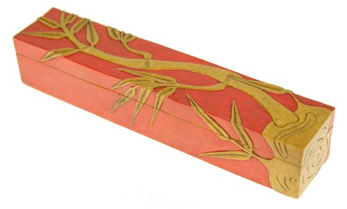 Bamboo Design Long Soapstone Trinket Decor Pencil Box
