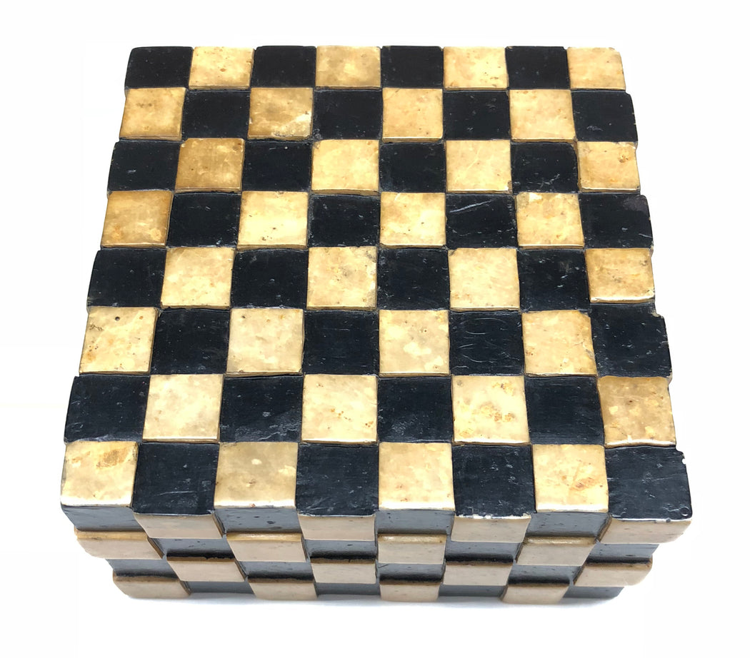 Checkered Soapstone Trinket Decor Box - Niger Bend