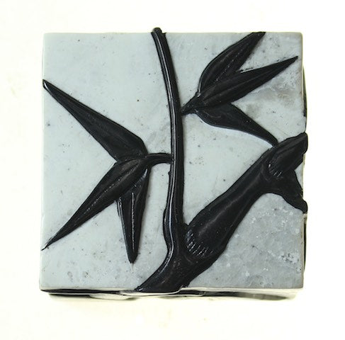 Bamboo Design - Small Unpainted Soapstone Trinket Decor Box