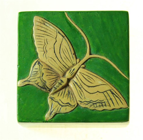 Butterfly Design - Small Square Soapstone Trinket Decor Box
