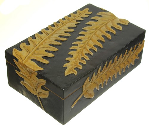 Fern Design Rectangular Soapstone Trinket Decor Box