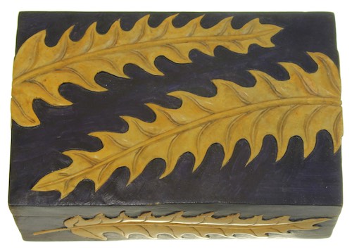 Fern Design Rectangular Soapstone Trinket Decor Box