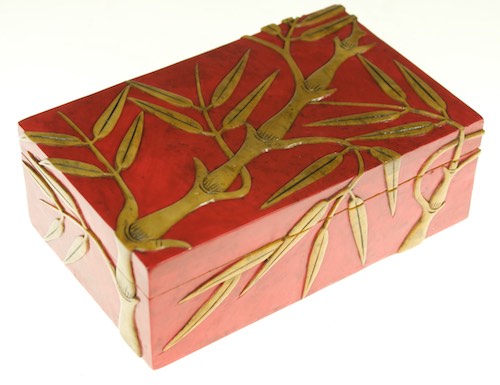 Bamboo Design - Rectangular Soapstone Trinket Decor Box