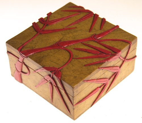 Bamboo Design - Square Soapstone Trinket Decor Box