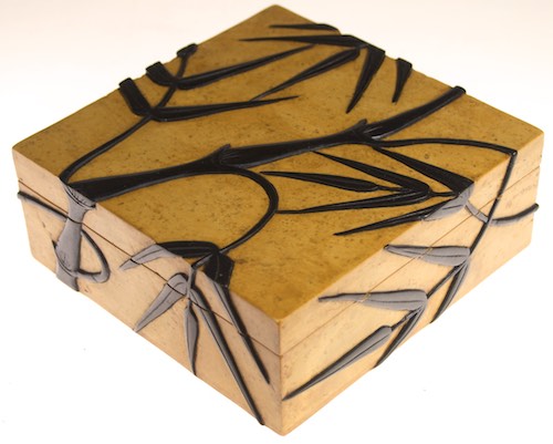 Bamboo Design - Square Soapstone Trinket Decor Box