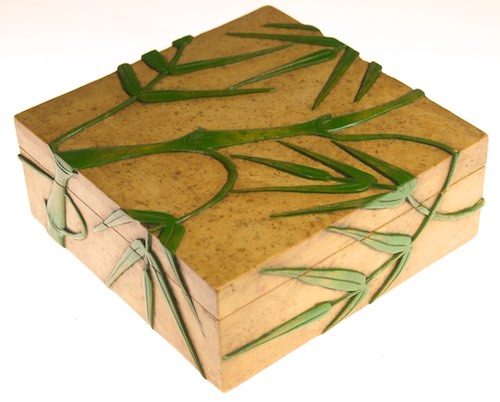 Bamboo Design - Square Soapstone Trinket Decor Box