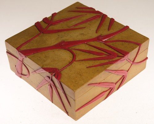 Bamboo Design - Square Soapstone Trinket Decor Box