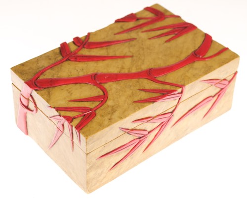 Bamboo Design - Rectangular Soapstone Trinket Decor Box