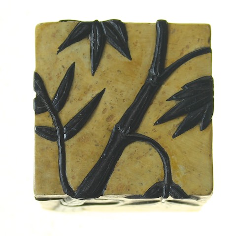 Bamboo Design - Small Cube Soapstone Trinket Decor Box