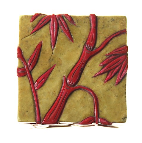 Bamboo Design - Small Cube Soapstone Trinket Decor Box