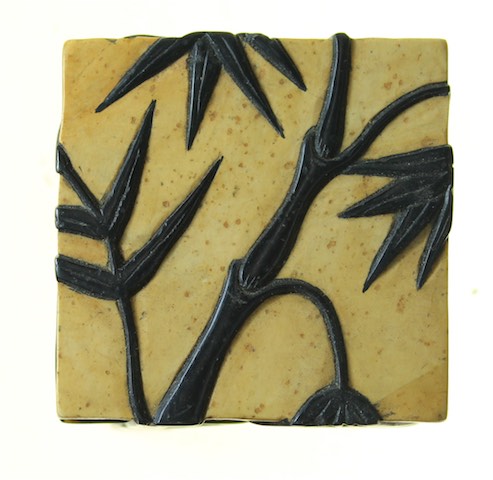 Bamboo Design - Small Cube Soapstone Trinket Decor Box