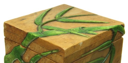 Bamboo Design - Small Cube Soapstone Trinket Decor Box