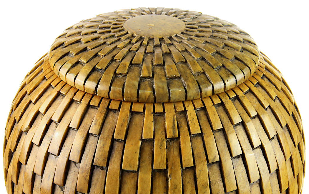 Vertical Wicker Weave Soapstone Trinket Decor Jar with Lid - Niger Bend