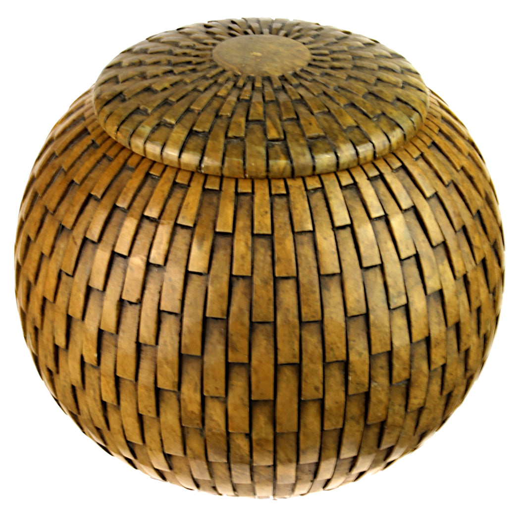 Vertical Wicker Weave Soapstone Trinket Decor Jar with Lid - Niger Bend