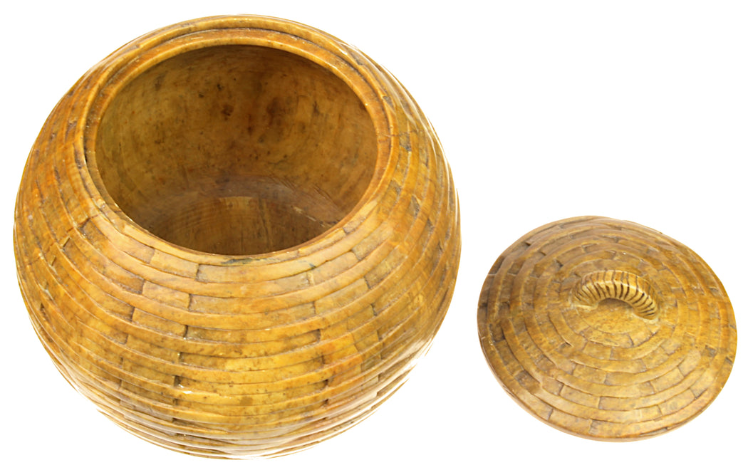 Wicker Weave Soapstone Trinket Decor Jar with Lid - Niger Bend