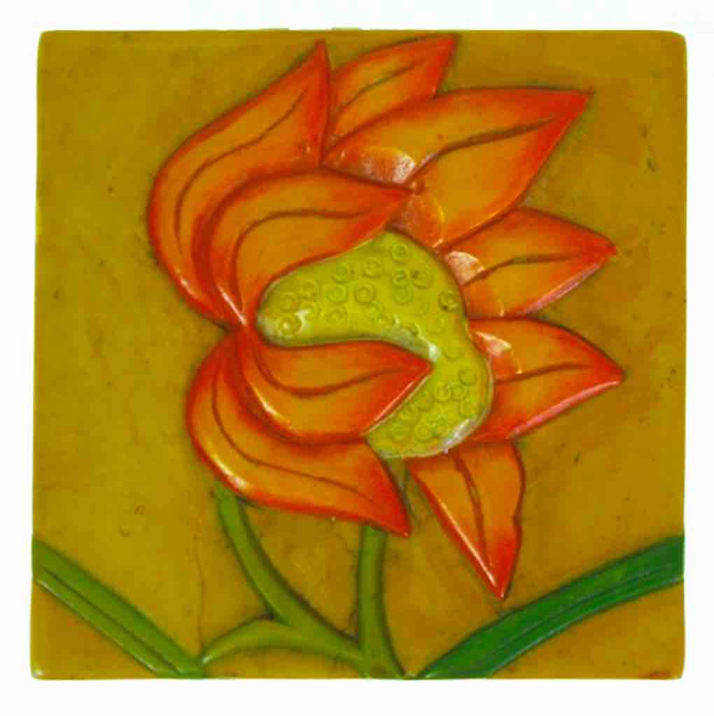Orchid Design - Small Square Soapstone Trinket Decor Box